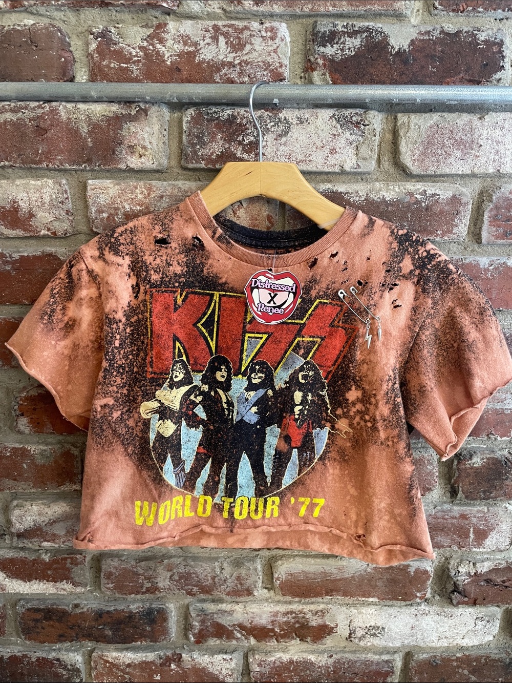 KISS World Tour Distressed Crop Tee